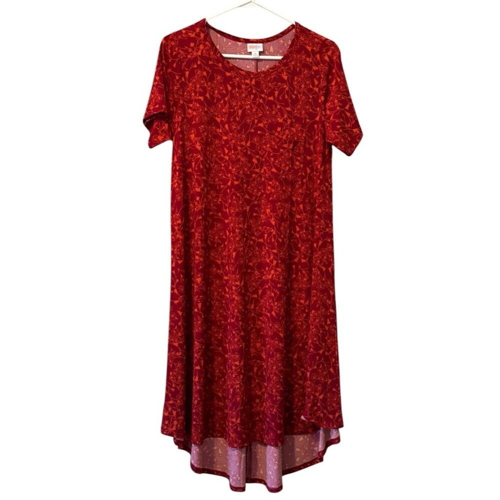 Lularoe Womens Size Medium Dress Red Floral Paisly Fit & Flare Loungewear